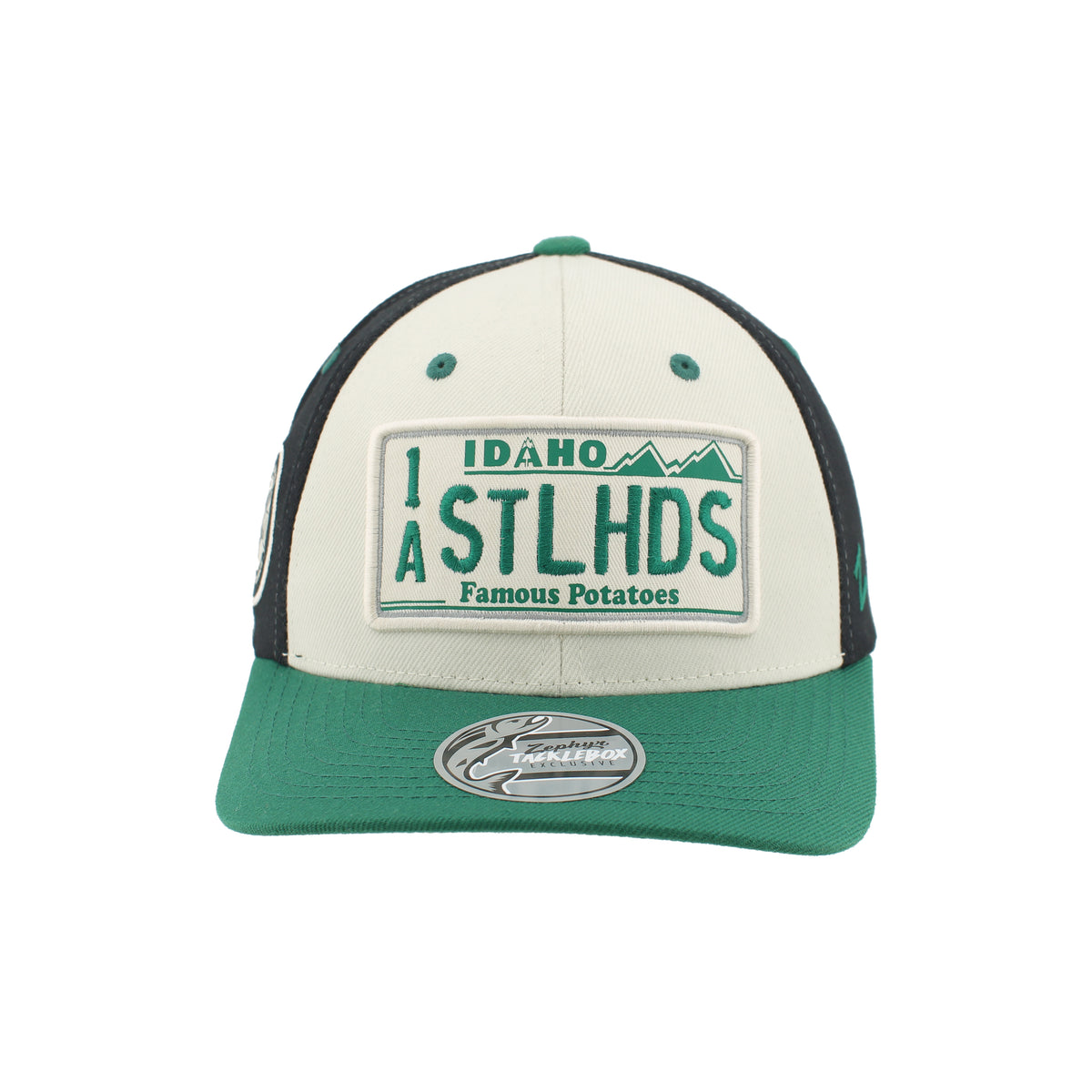 IDAHO STEELHEADS RETRO PLATE SNAPBACK HAT, WHITE/GREEN/BLACK