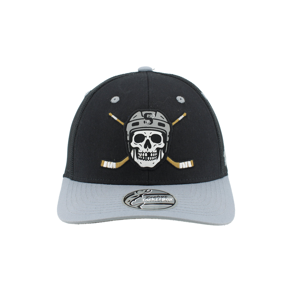 IDAHO STEELHEADS GRIM SNAPBACK HAT, BLACK/GREY