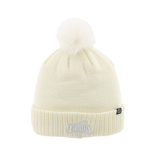 IDAH STEELHEADS WOMEN'S VITALITY POM KNIT BEANIE, IVORY