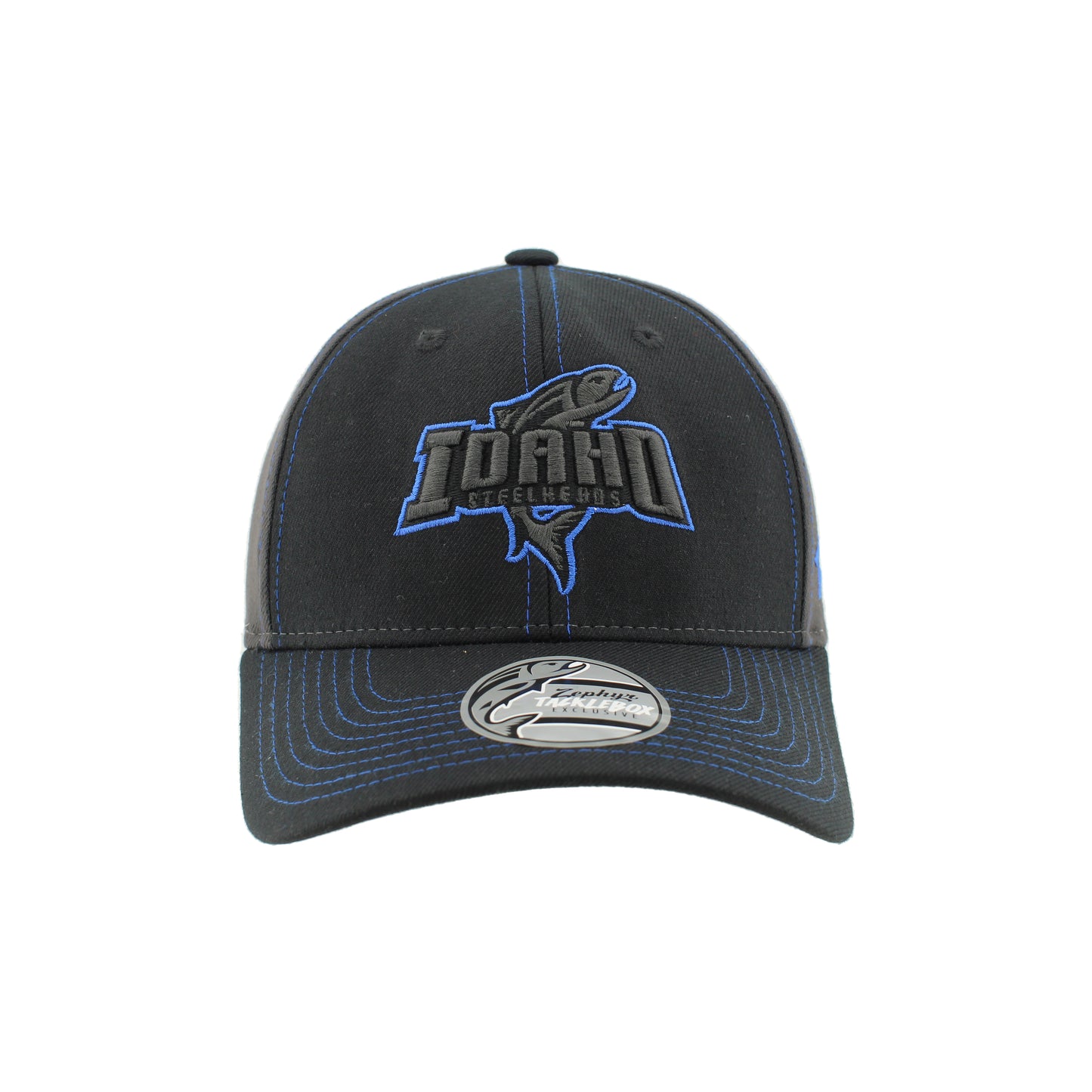 IDAHO STEELHEADS BLACK ELEMENT FLEX FIT HAT, BLACK/BLUE