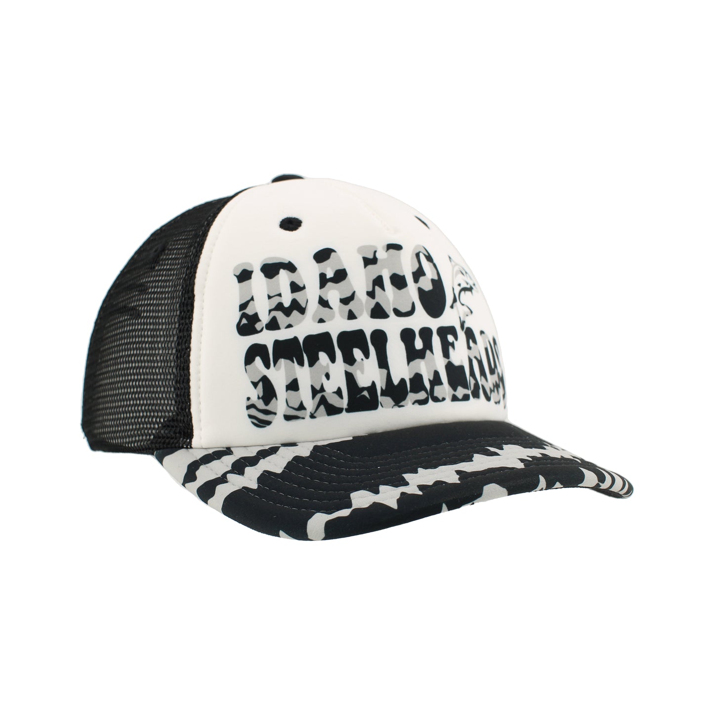IDAHO STEELHEADS VANAGON SNAPBACK TRUCKER HAT, BLACK/TIE DYE