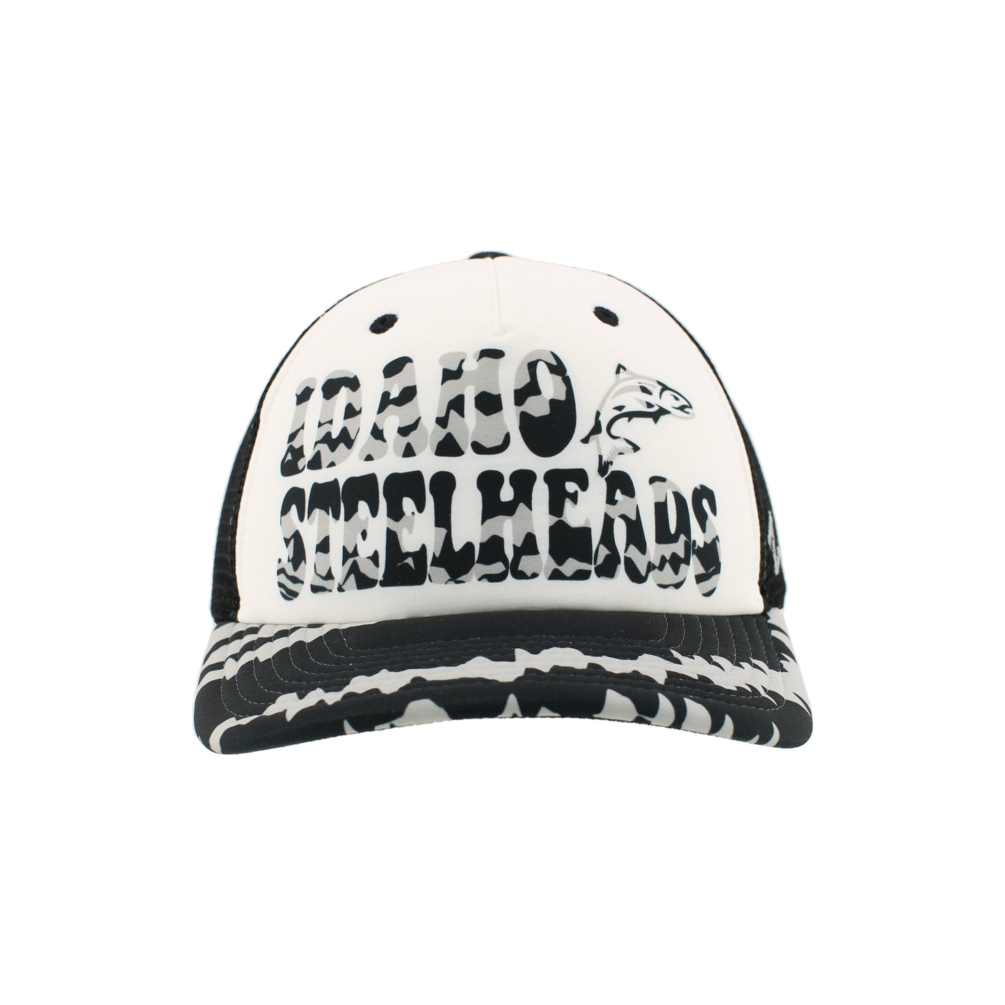 IDAHO STEELHEADS VANAGON SNAPBACK TRUCKER HAT, BLACK/TIE DYE