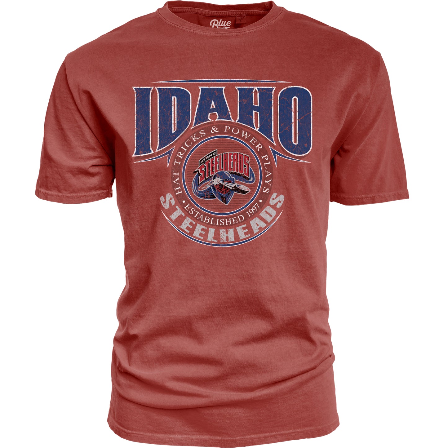 IDAHO STEELHEADS MEN'S AVERAGE HIGH TEE, RED