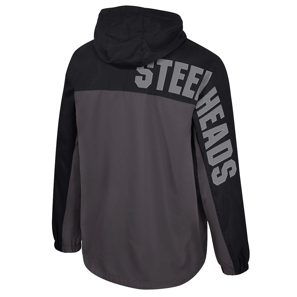 IDAHO STEELHEADS MEN'S GIVES BACK 1/2 ZIP ANORAK JACKET, BLACK/CHARCOAL