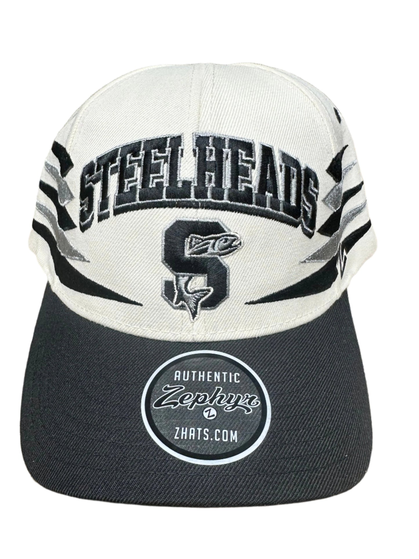 IDAHO STEELHEADS SIDE SLASH ADJUSTABLE HAT, IVORY/BLACK