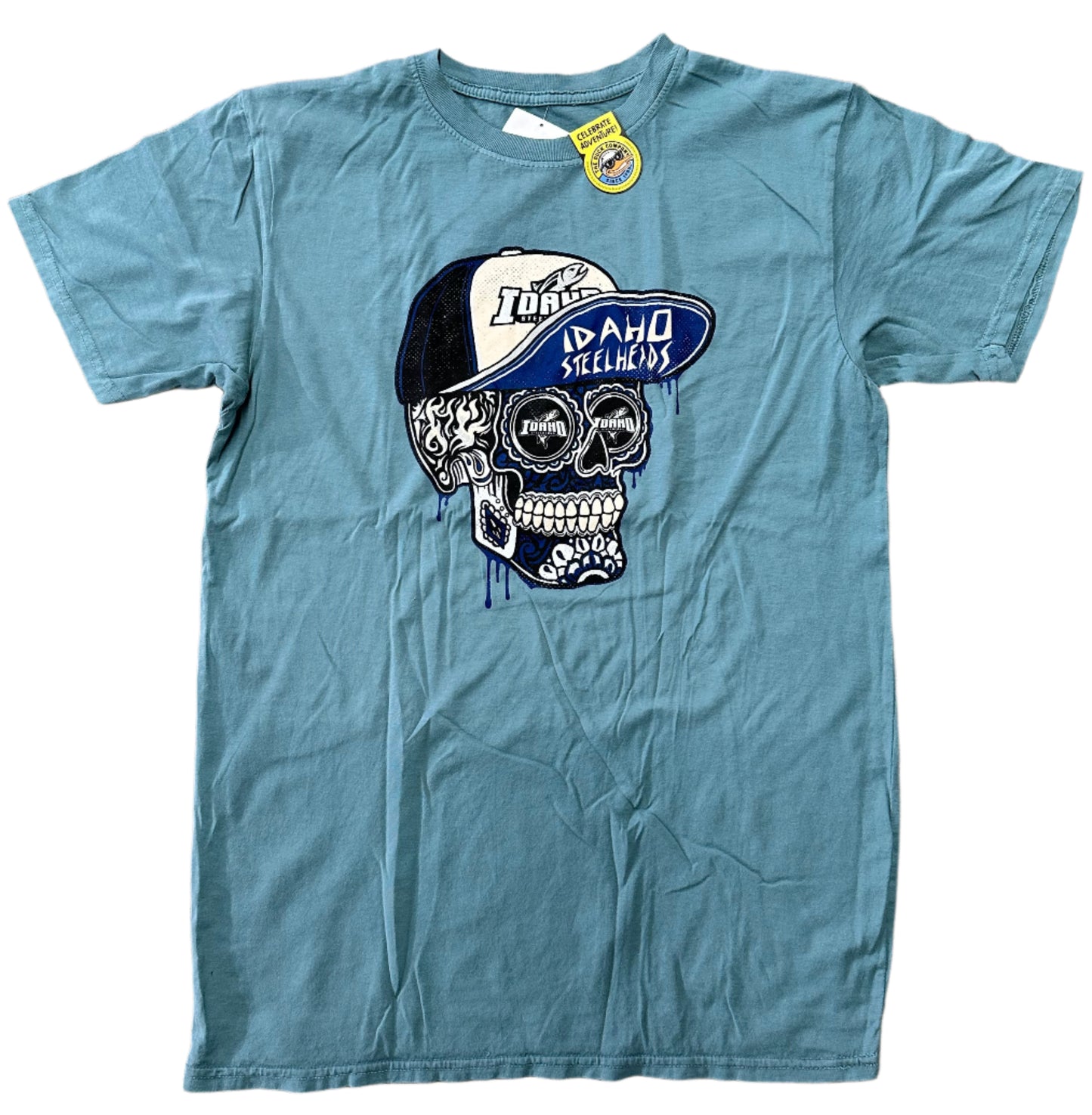 IDAHO STEELHEADS SKATER SKULL TEE, TEAL