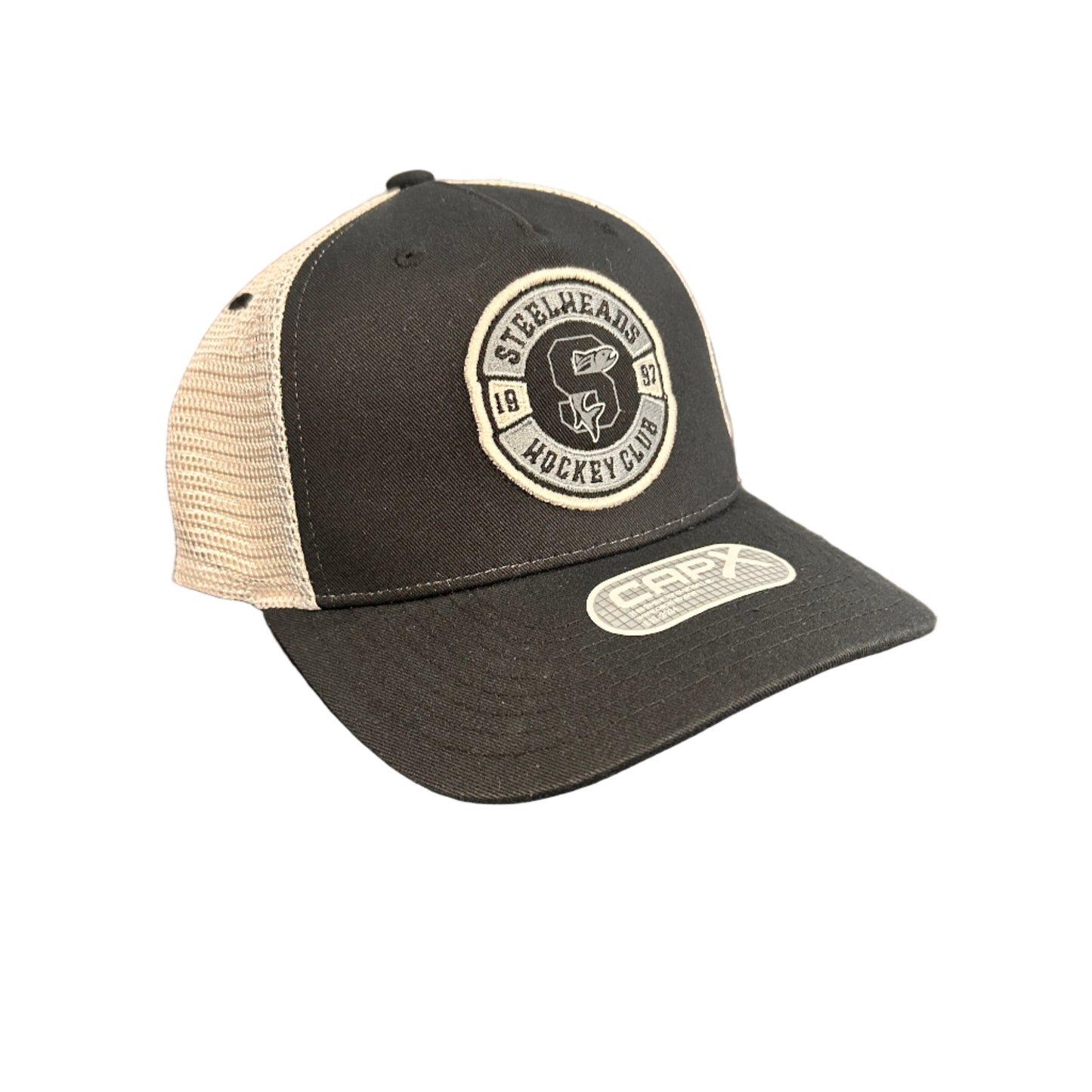 IDAHO STEELHEADS SUMMIT TRUCKER HAT, BLACK/NATURAL