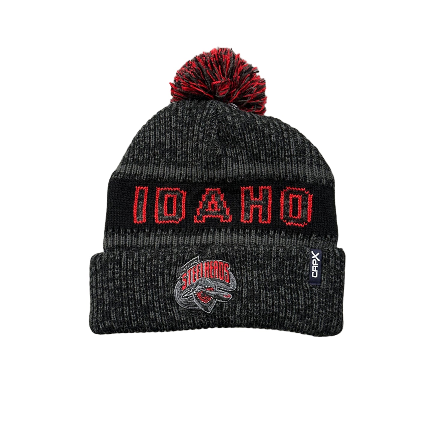 IDAHO STEELHEADS OG STEALTH KNIT HAT, BLACK/RED