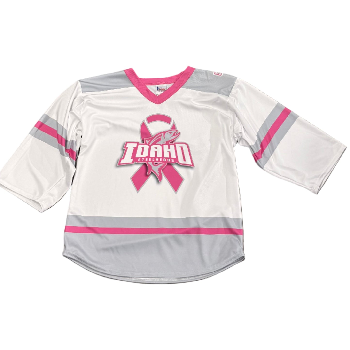 IDAHO STEELHEADS TODDLER PINK RIBBON JERSEY, WHITE/PINK