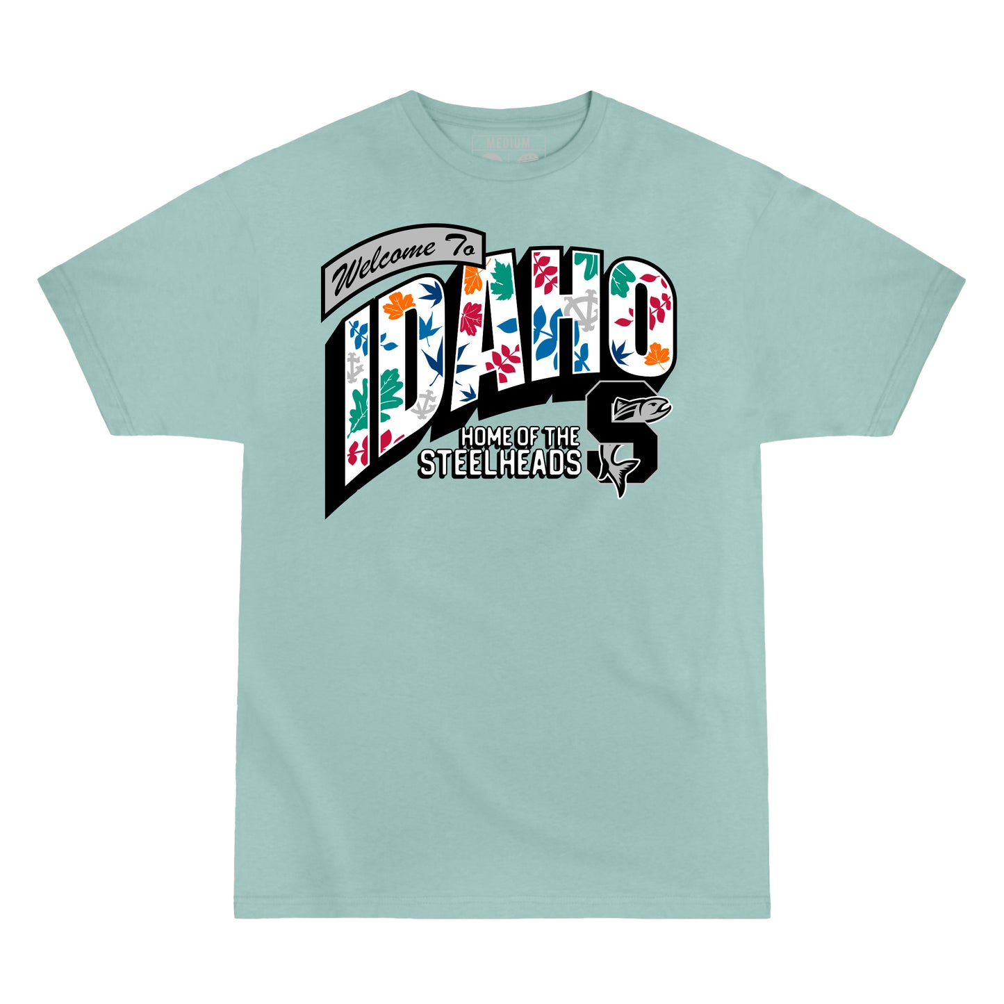 IDAHO STEELHEADS X VIOLENT GENTLEMEN POSTCARD TEE, SEA FOAM