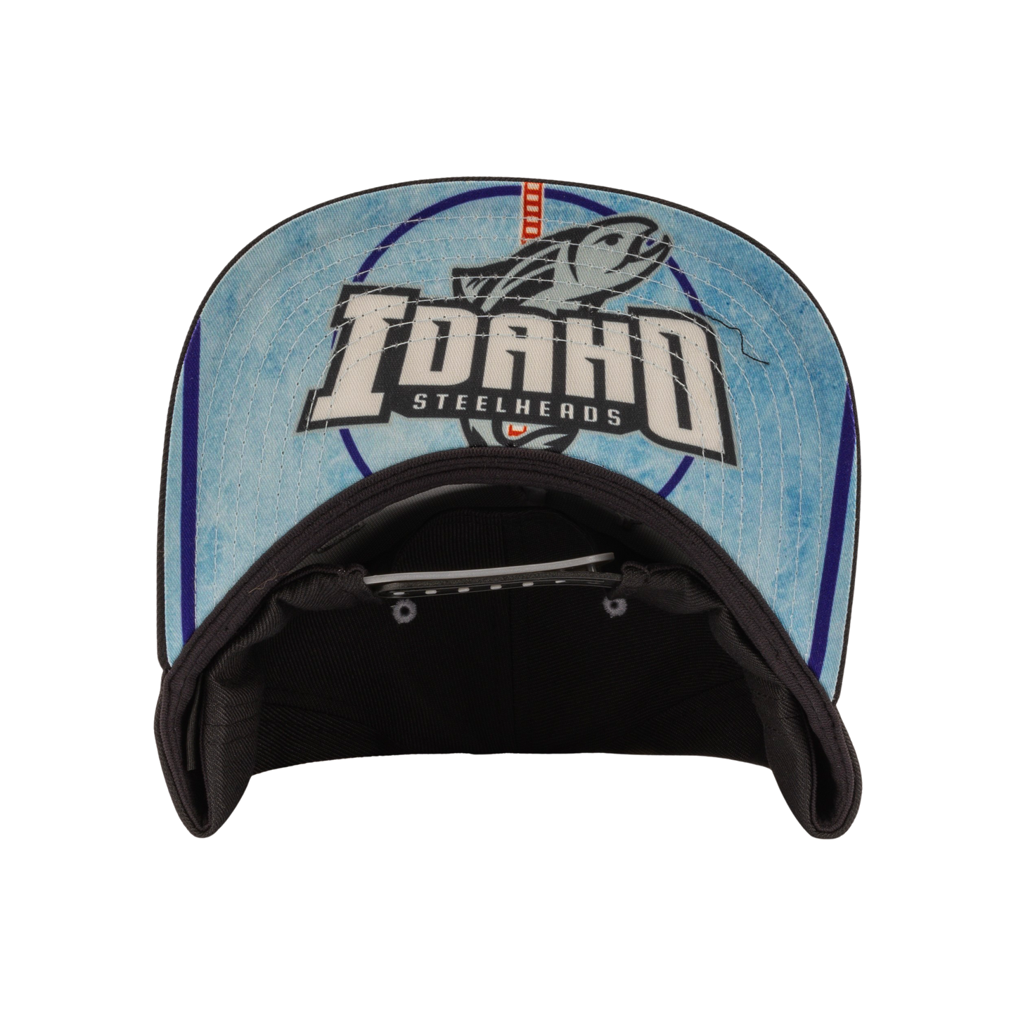 IDAHO STEELHEADS SKYLINE FLAT BILL SNAP BACK HAT, BLACK