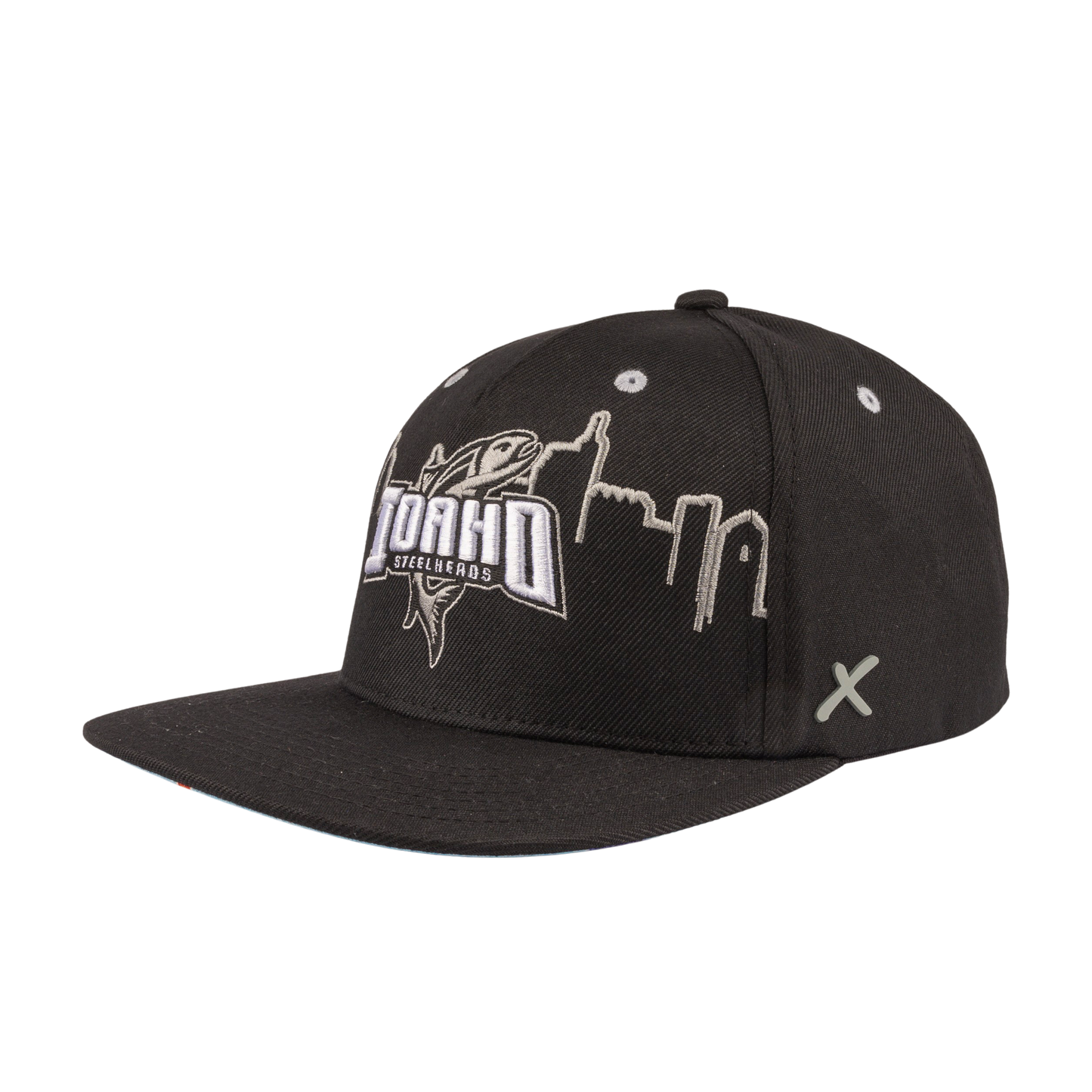 IDAHO STEELHEADS SKYLINE FLAT BILL SNAP BACK HAT, BLACK