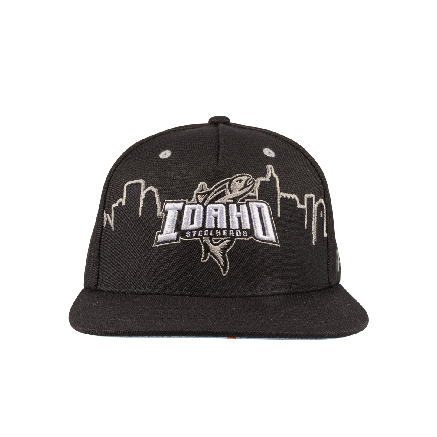 IDAHO STEELHEADS SKYLINE FLAT BILL SNAP BACK HAT, BLACK