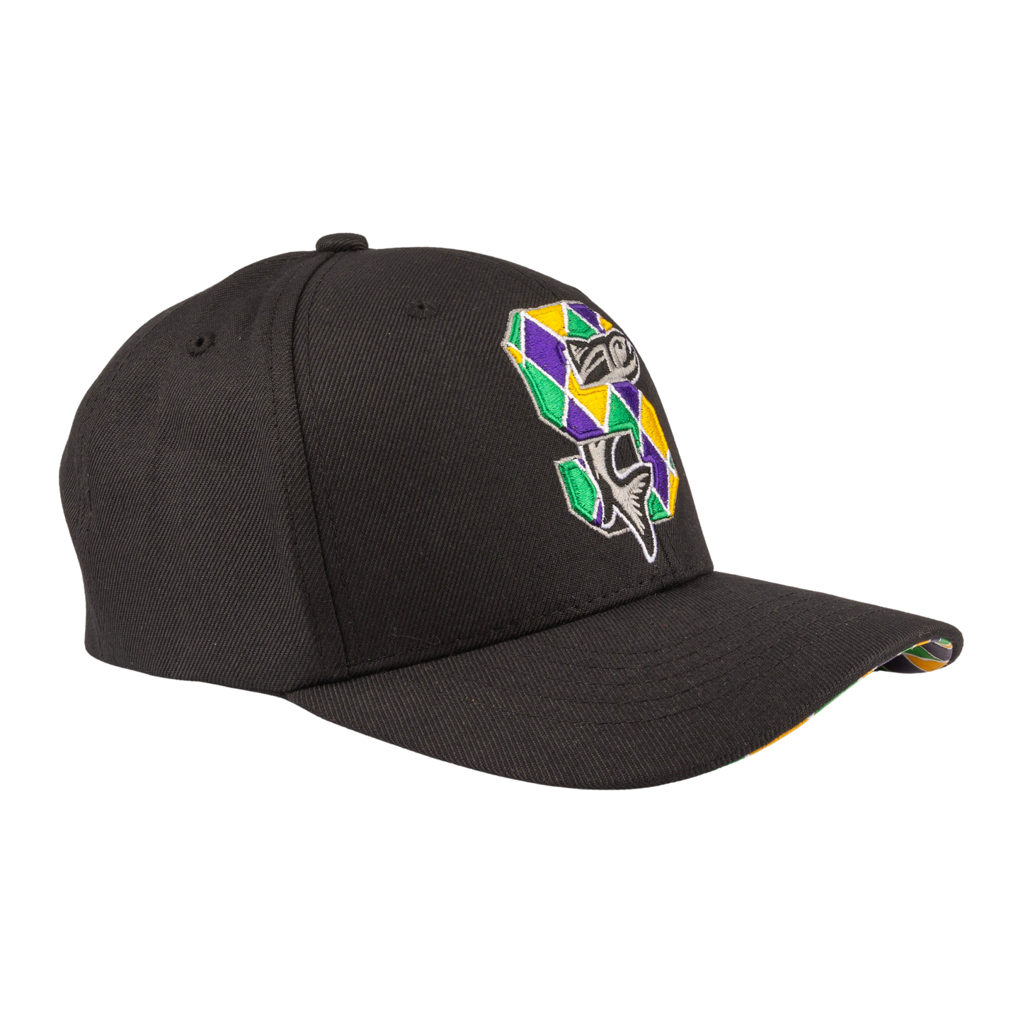 IDAHO STEELHEADS MARDI GRAS ADJUSTABLE HAT, BLACK