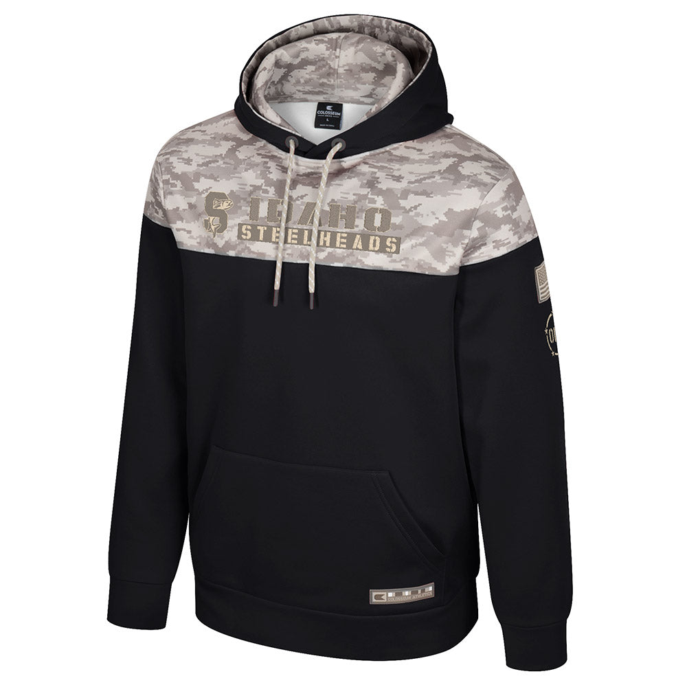 IDAHO STEELHEADS MEN'S OHT COMPANY HOODIE, BLACK/MOJAVE CAMO