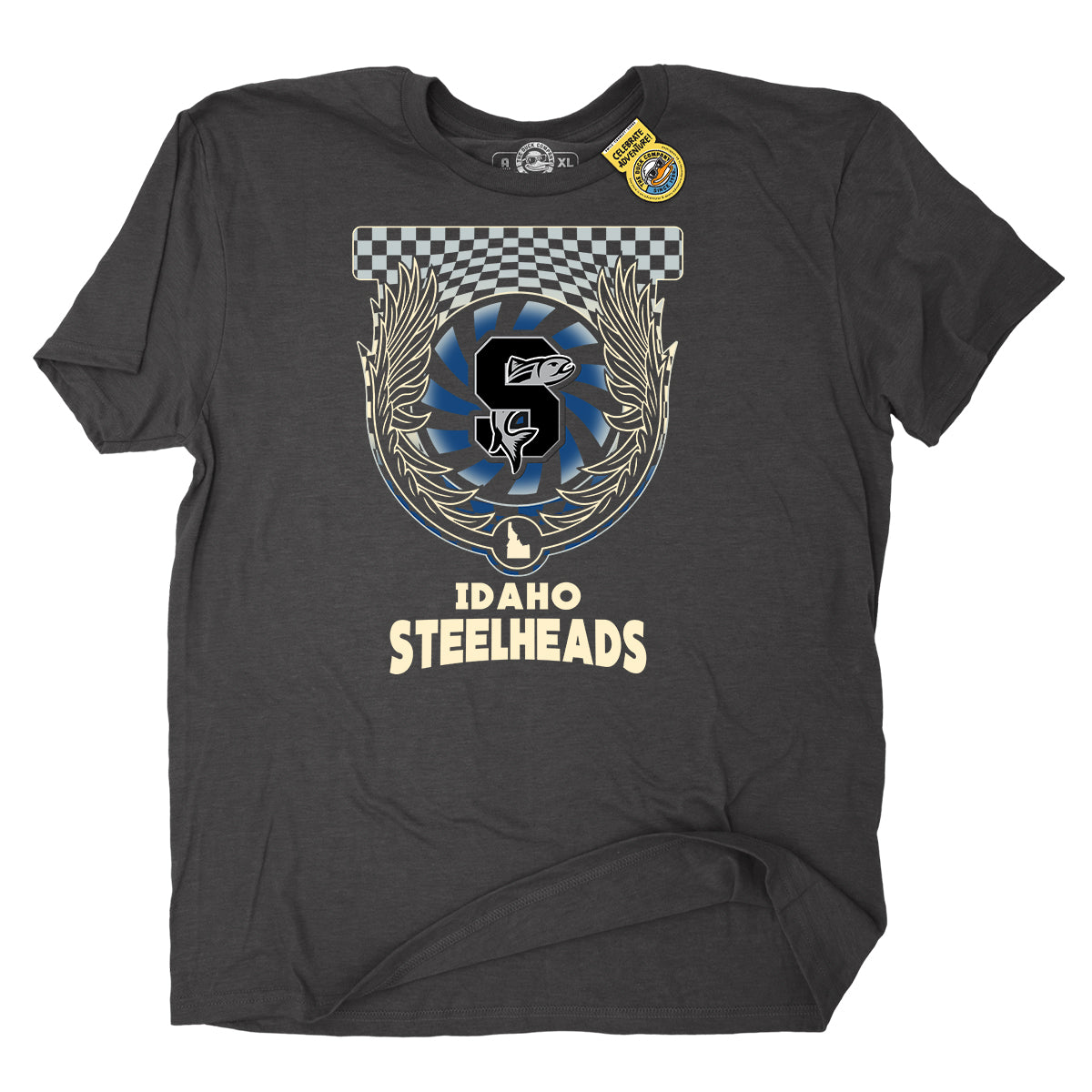 IDAHO STEELHEADS NOUVEAU BALANCE TEE, CHARCOAL