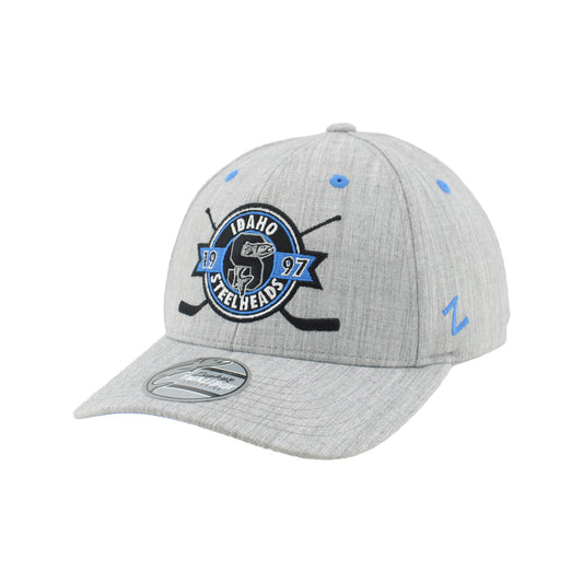 IDAHO STEELHEADS SHOOTOUT SNAPBACK HAT, SUIT GREY