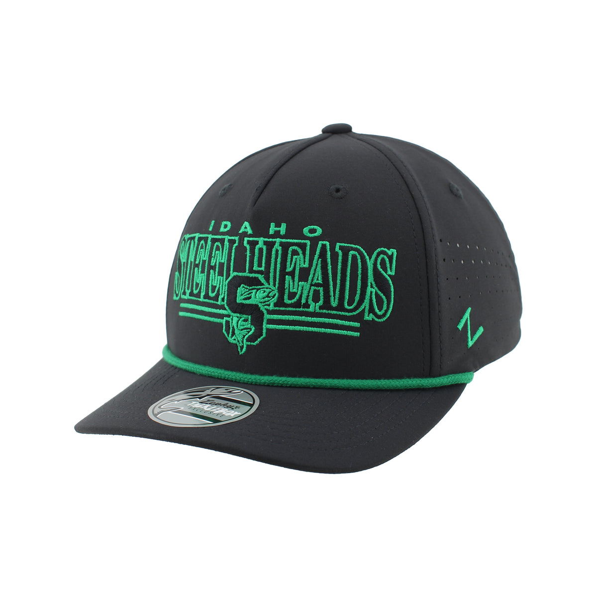 IDAHO STEELHEADS REGALIA SNAPBACK HAT, BLACK/STARS GREEN