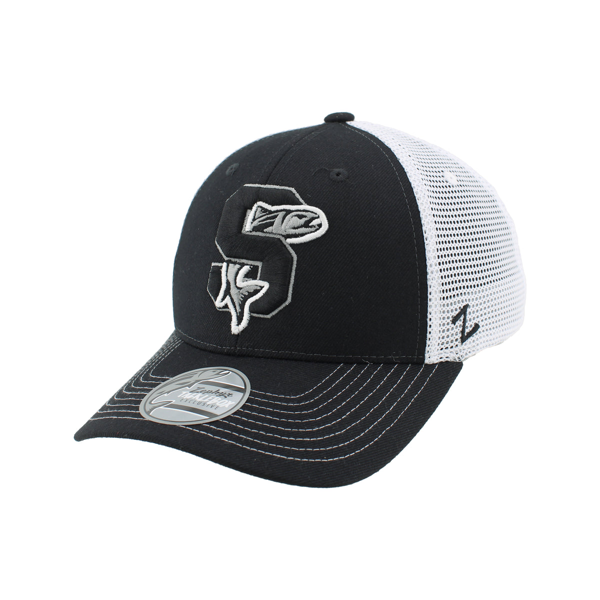 IDAHO STEELHEADS VARSITY FLEX FIT FITTED HAT, BLACK/WHITE