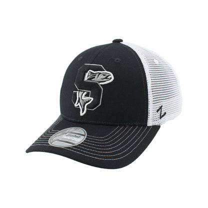 IDAHO STEELHEADS VARSITY FLEX FIT FITTED HAT, BLACK/WHITE