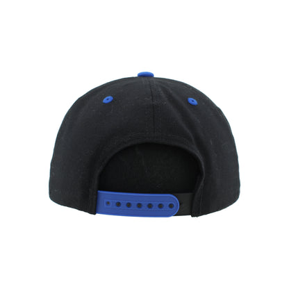 IDAHO STEELHEADS SCRIPTED FLATBILL SNAPBACK HAT, BLACK/BLUE