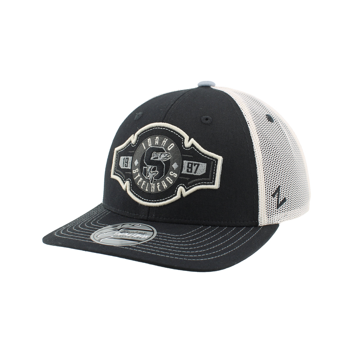 IDAHO STEELHEADS UNDISPUTED TRUCKER HAT, BLACK/WHITE