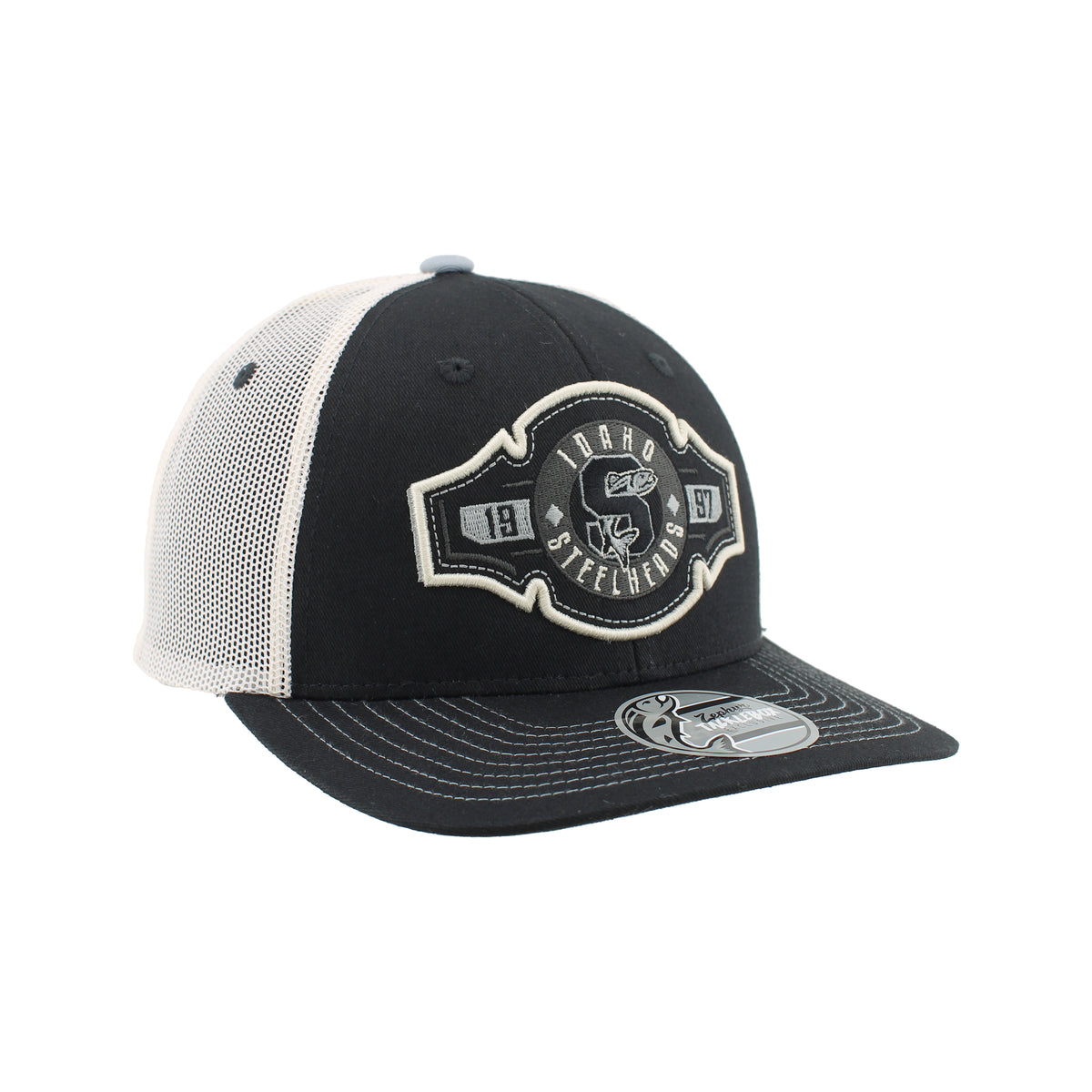IDAHO STEELHEADS UNDISPUTED TRUCKER HAT, BLACK/WHITE