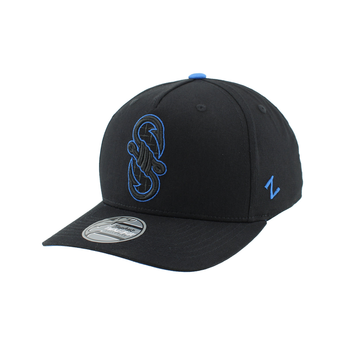 IDAHO STEELHEADS "S" HOOKS SNAPBACK HAT, BLACK/ROYAL