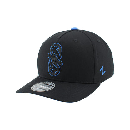 IDAHO STEELHEADS "S" HOOKS SNAPBACK HAT, BLACK/ROYAL