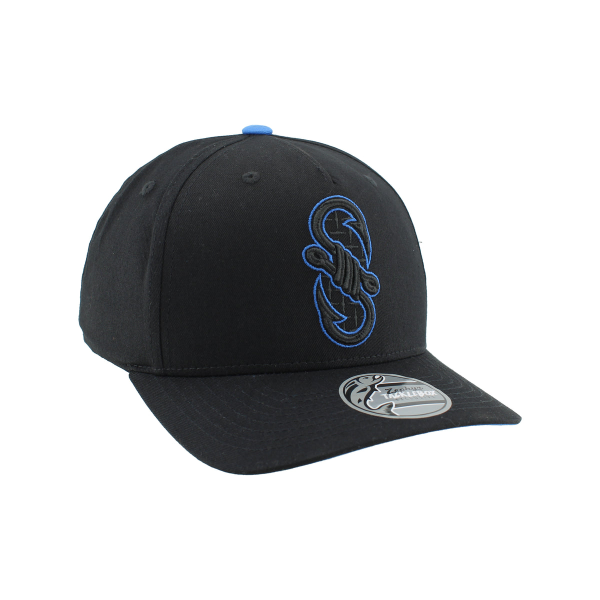 IDAHO STEELHEADS "S" HOOKS SNAPBACK HAT, BLACK/ROYAL