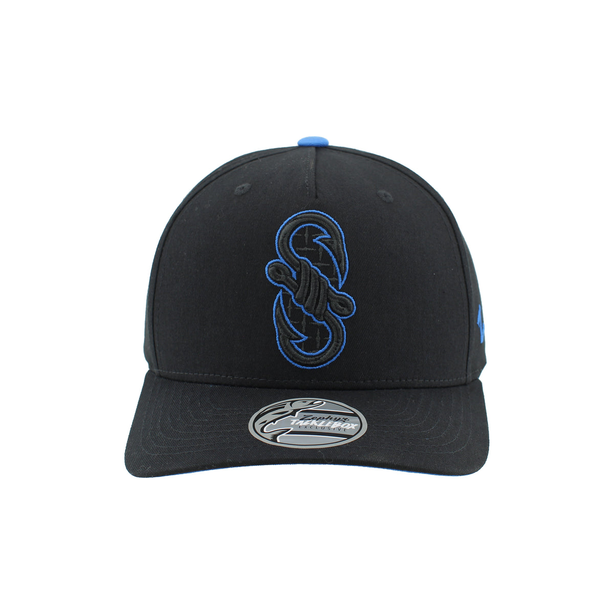 IDAHO STEELHEADS "S" HOOKS SNAPBACK HAT, BLACK/ROYAL