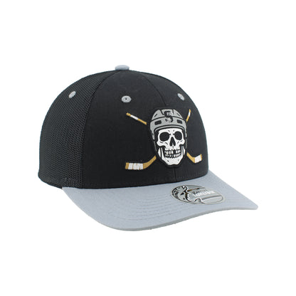 IDAHO STEELHEADS GRIM SNAPBACK HAT, BLACK/GREY