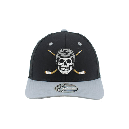 IDAHO STEELHEADS GRIM SNAPBACK HAT, BLACK/GREY