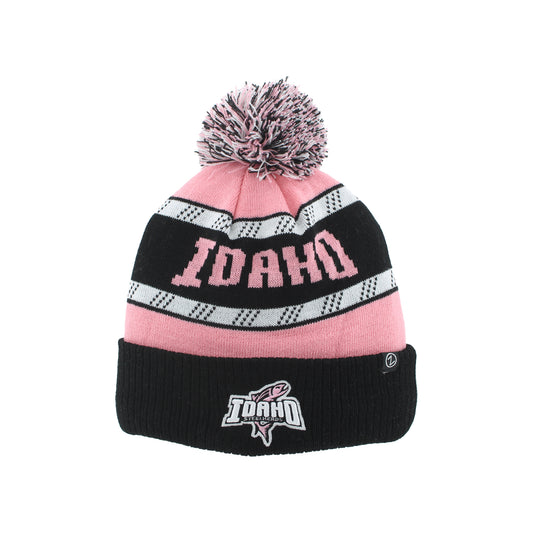 IDAHO STEELHEADS PINK IN THE RINK KNIT BEANIE, BLACK/PINK