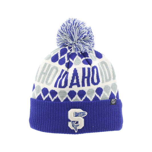 IDAHO STEELHEADS NIFTY POM KNIT BEANIE, ROYAL