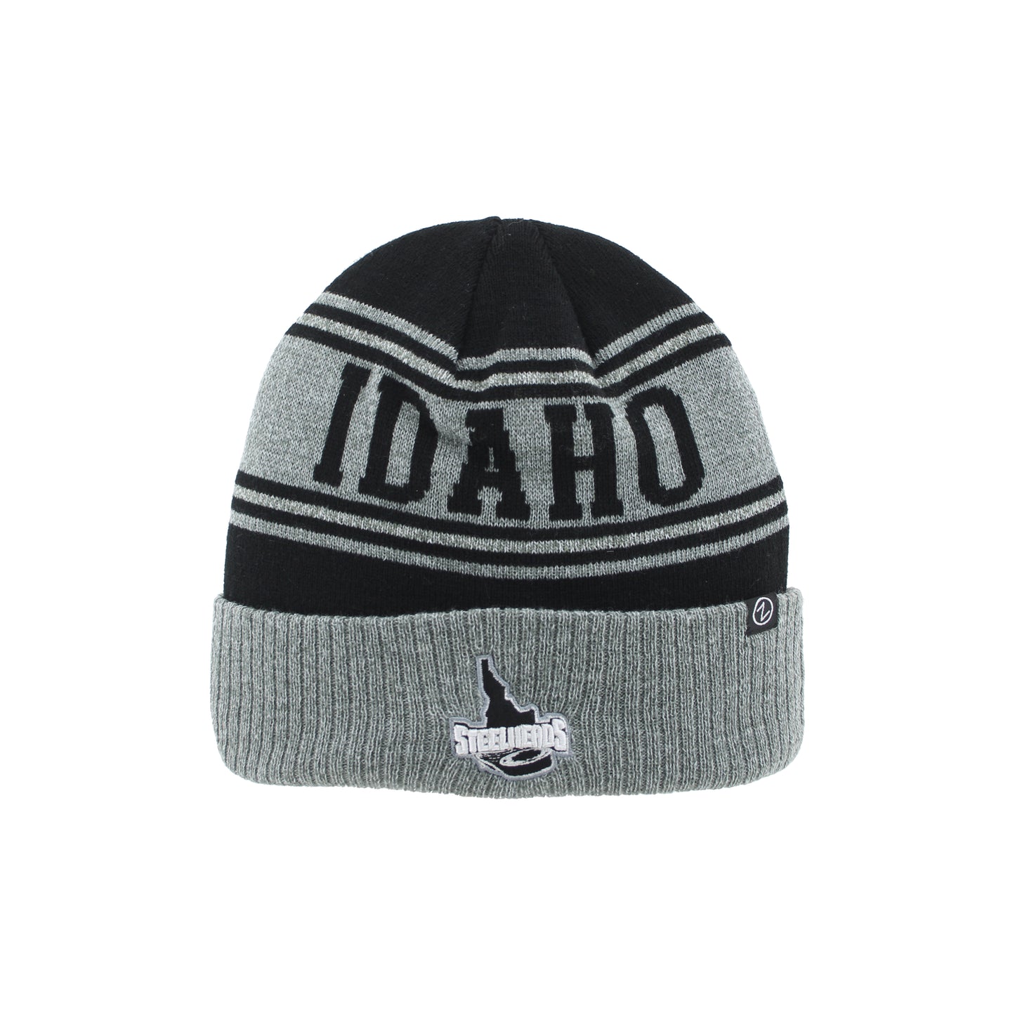 IDAHO STEELHEADS GLACIER CUFF KNIT BEANIE, GREY/BLACK