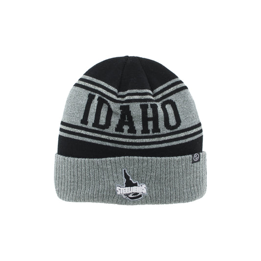 IDAHO STEELHEADS GLACIER CUFF KNIT BEANIE, GREY/BLACK