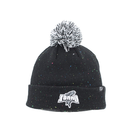 IDAHO STEELHEADS PIXIE SPRINKLES POM KNIT BEANIE, BLACK