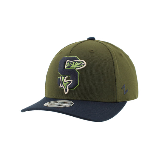 IDAHO STEELHEADS COLLISION SNAPBACKK HAT, OLIVE/NAVY