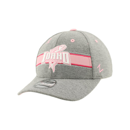 IDAHO STEELHEADS PINK RIBBON ADJUSTABLE SNABACK HAT, GREY/PINK