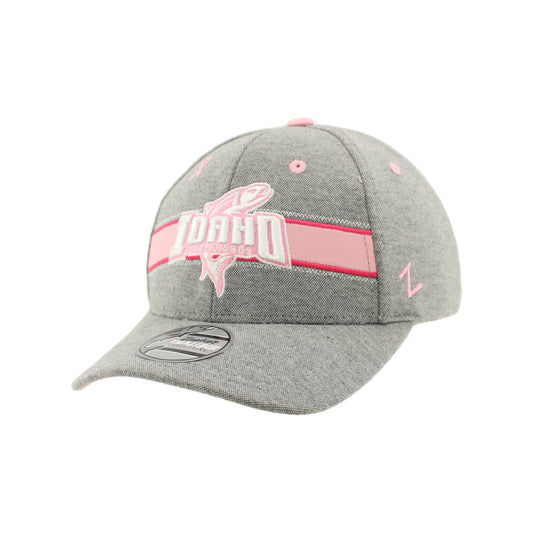 IDAHO STEELHEADS PINK RIBBON ADJUSTABLE SNABACK HAT, GREY/PINK