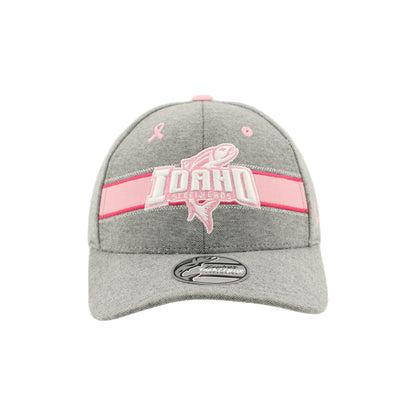 IDAHO STEELHEADS PINK RIBBON ADJUSTABLE SNABACK HAT, GREY/PINK