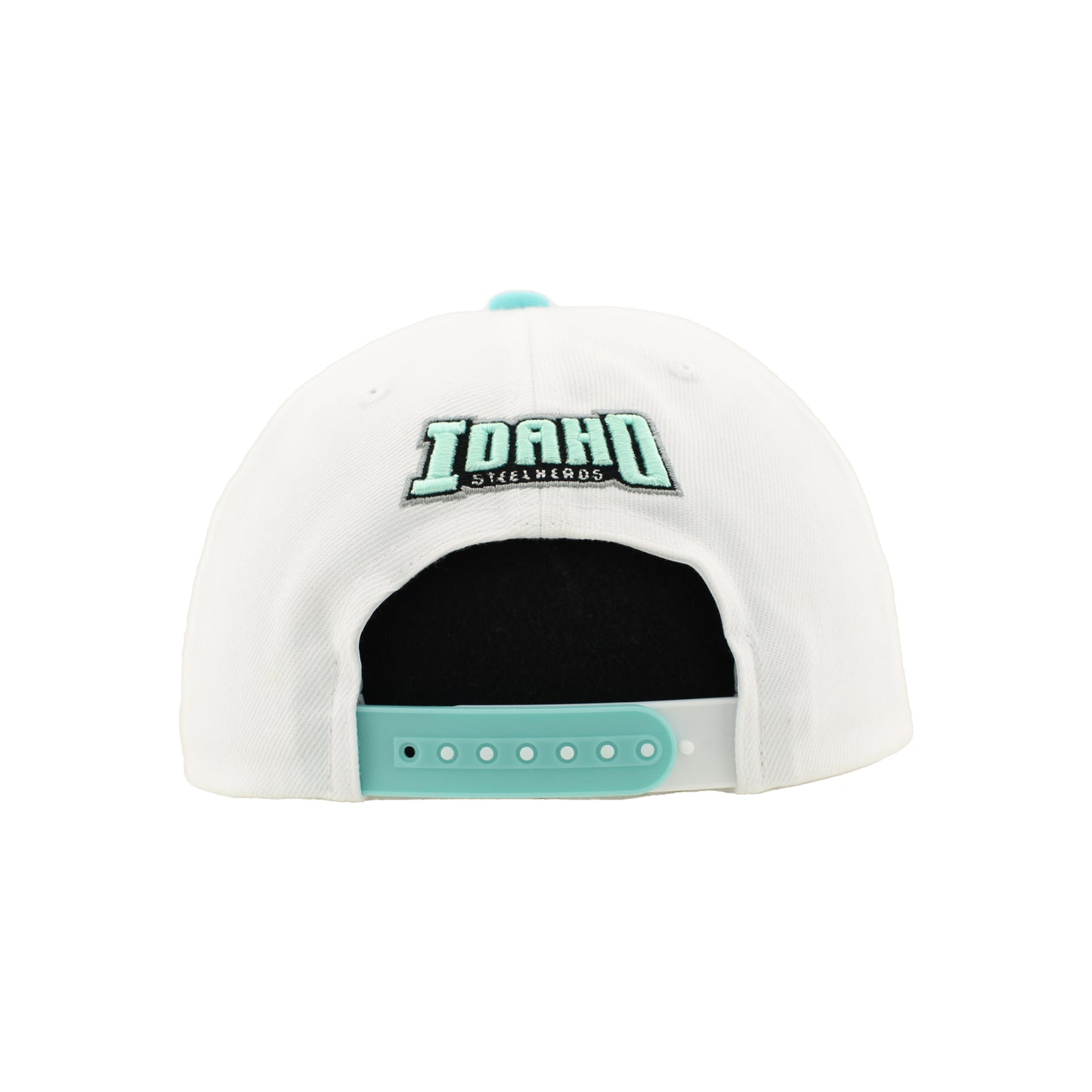 IDAHO STEELHEADS EAZY TIFF FLATBILL SNAPBACK HAT, WHITE/AQUA