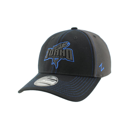 IDAHO STEELHEADS BLACK ELEMENT FLEX FIT HAT, BLACK/BLUE