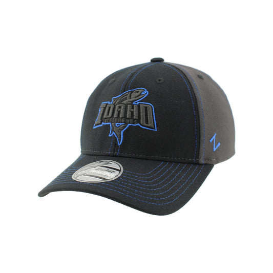 IDAHO STEELHEADS BLACK ELEMENT FLEX FIT HAT, BLACK/BLUE
