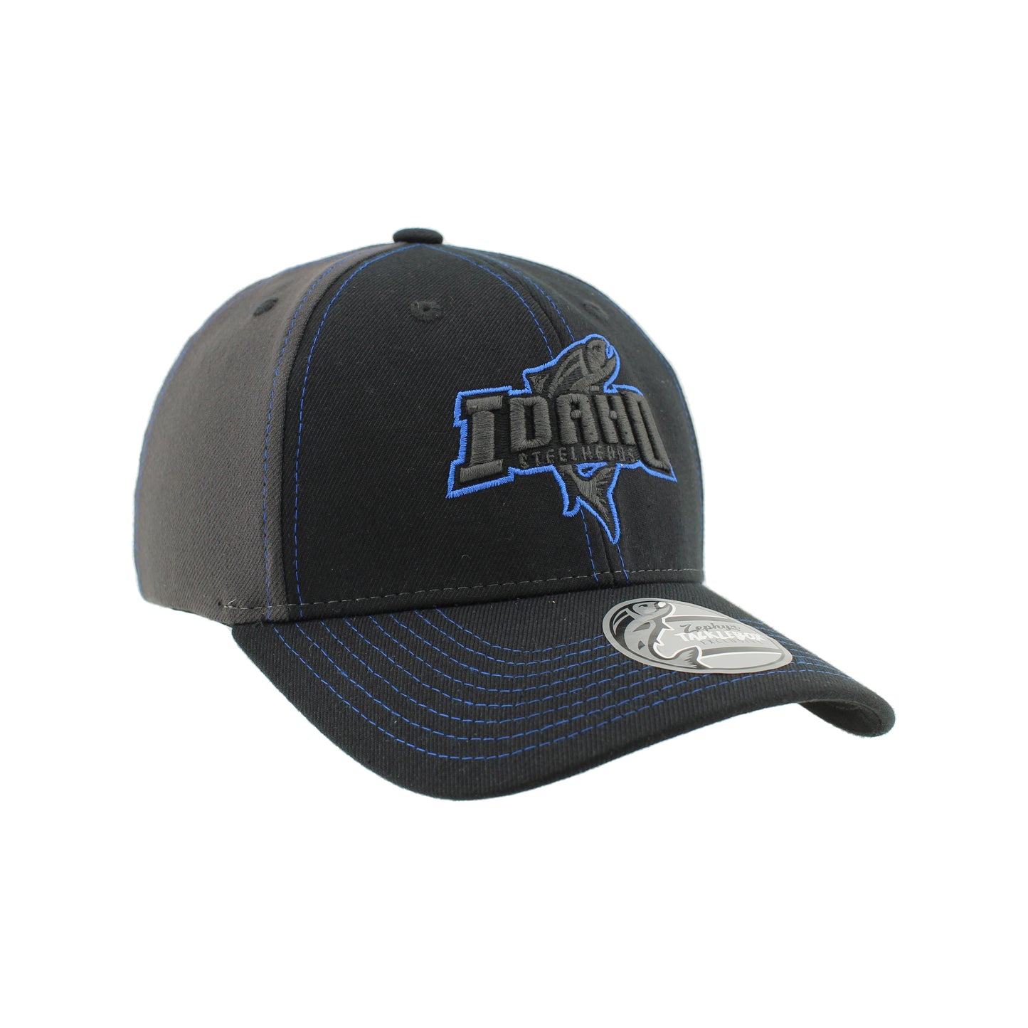 IDAHO STEELHEADS BLACK ELEMENT FLEX FIT HAT, BLACK/BLUE