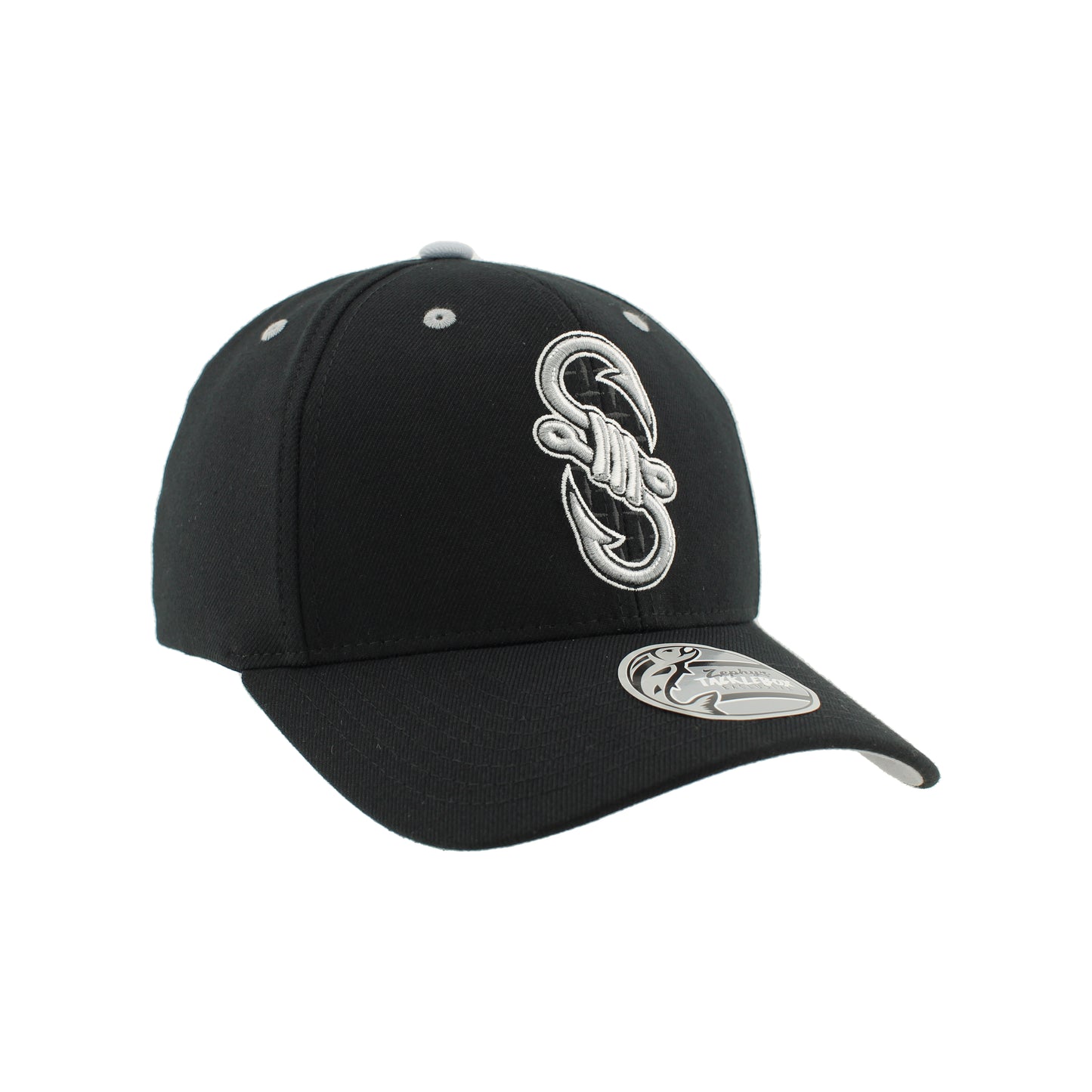 IDAHO STEELHEADS "S" HOOK FLEX FIT HAT, BLACK