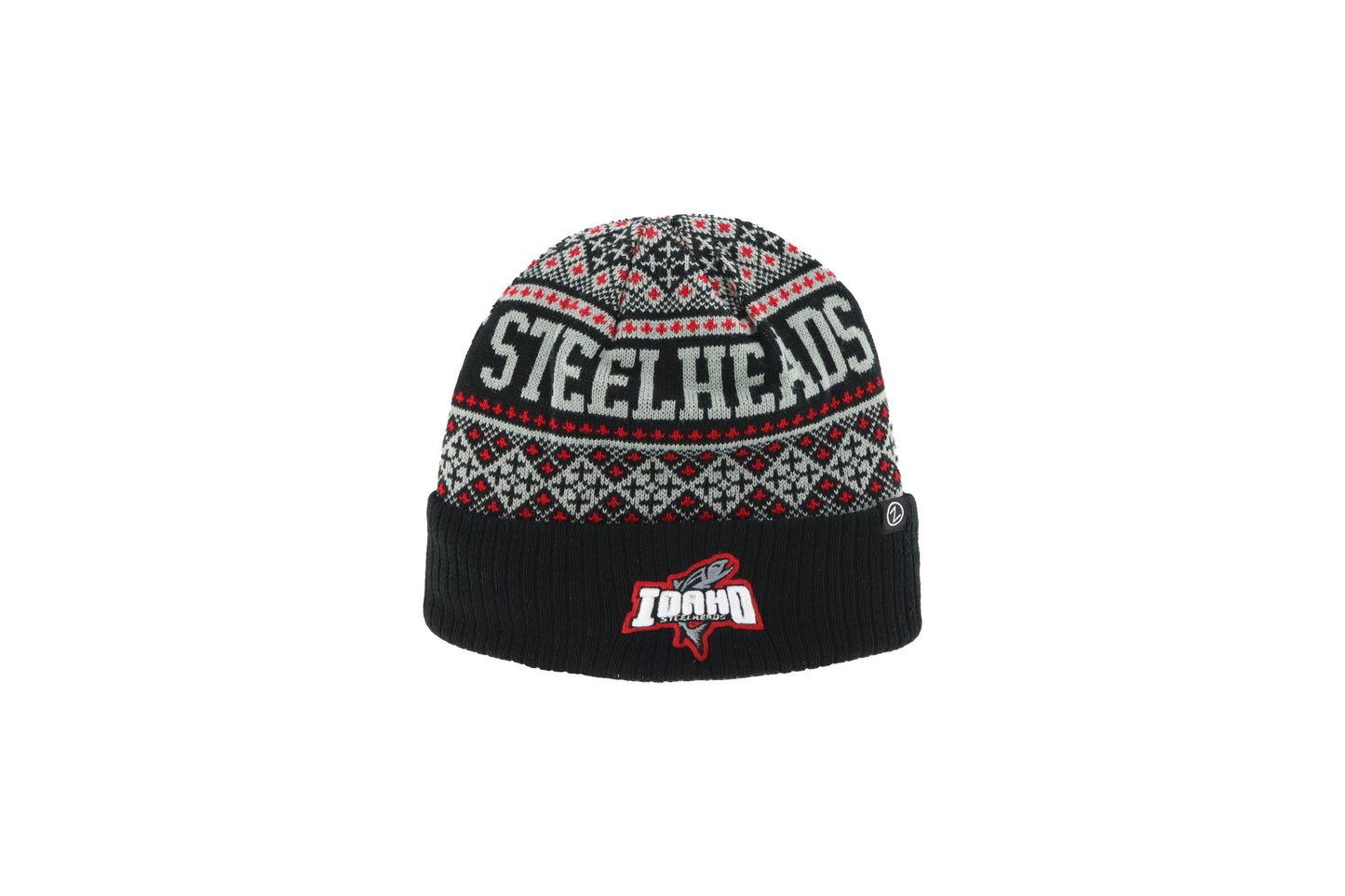 IDAHO STEELHEADS MAZE KNIT HAT, BLACK/RED