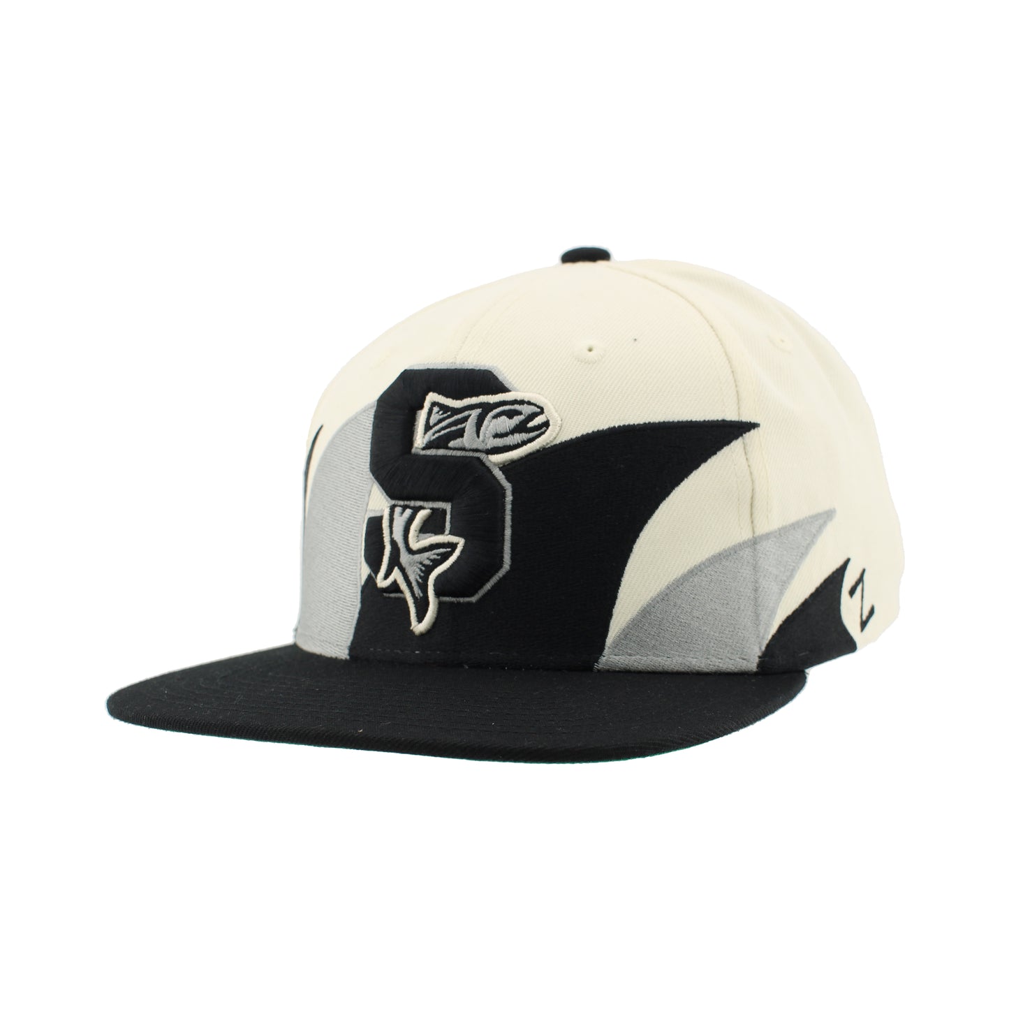 IDAHO STEELHEADS SHARKTOOTH FLAT BILL SNAPBACK HAT, BLACK/NATURAL