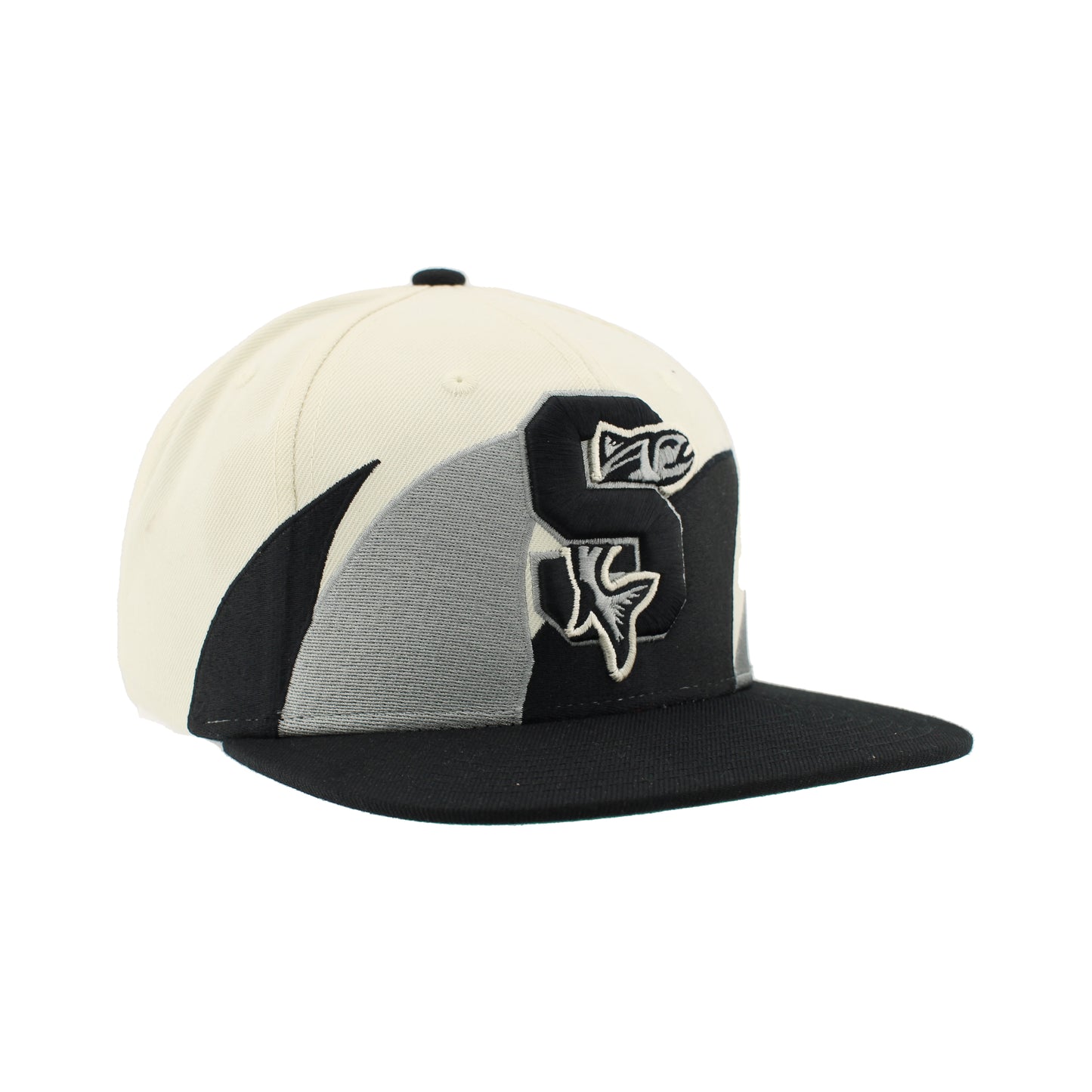 IDAHO STEELHEADS SHARKTOOTH FLAT BILL SNAPBACK HAT, BLACK/NATURAL